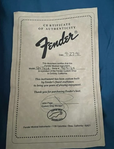 Fender Custom Shop SN Tele 1991 – John P