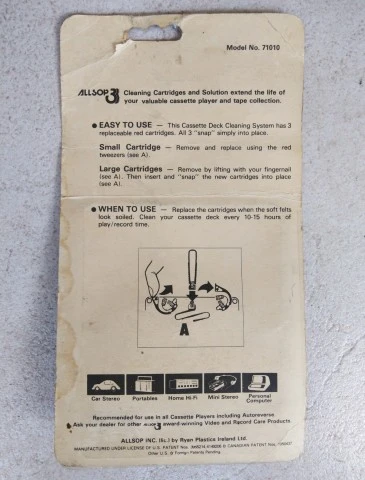 Vintage Allsop3 Cassette Deck Cleaning System (70's)
