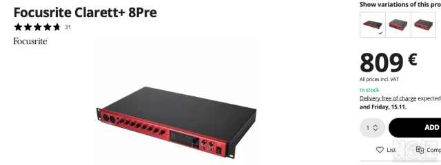 Focusrite Clarett+ 8Pre