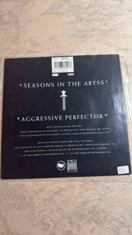 SLAYER SEASONS IN THE ABYSS 7" EP VINYL