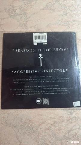 SLAYER SEASONS IN THE ABYSS 7" EP VINYL