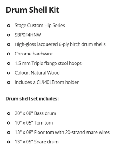 Mini Drum Set - Yamaha Stage Custom Hip