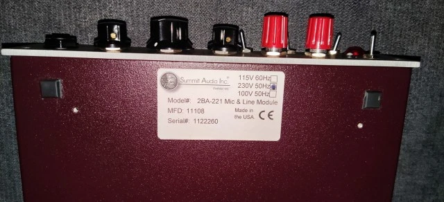 Summit Audio 22ba 221 mic/line Preamp.