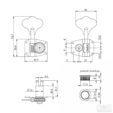 Shaller M4S type bass Tuners - 2 left - 